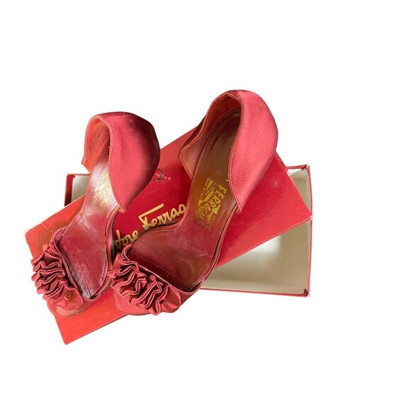 Salvatore Ferragamo Brilliance 7cm Red Satin High Heel Sandals Size 9B - Picture 4 of 8